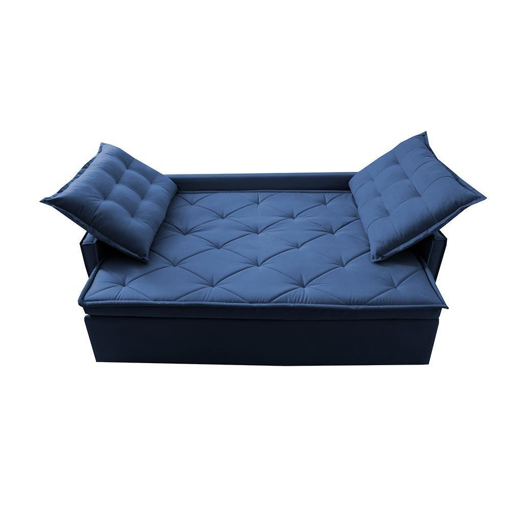 Sofá Sem Caixa Retrátil E Reclinável 1,65m Cama Inbox Studio Suede Velusoft Azul - 4