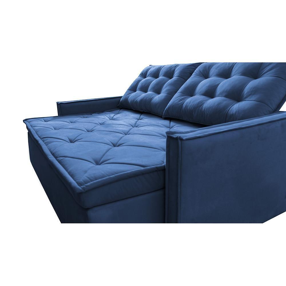 Sofá Sem Caixa Retrátil E Reclinável 1,65m Cama Inbox Studio Suede Velusoft Azul - 5