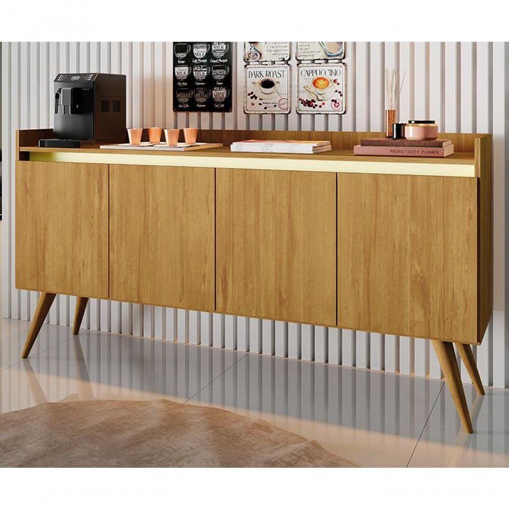 Aparador Gold 4 Portas Com Pés De Madeira Mel/perola - 1
