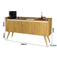 Aparador Gold 4 Portas Com Pés De Madeira Mel/perola - 3