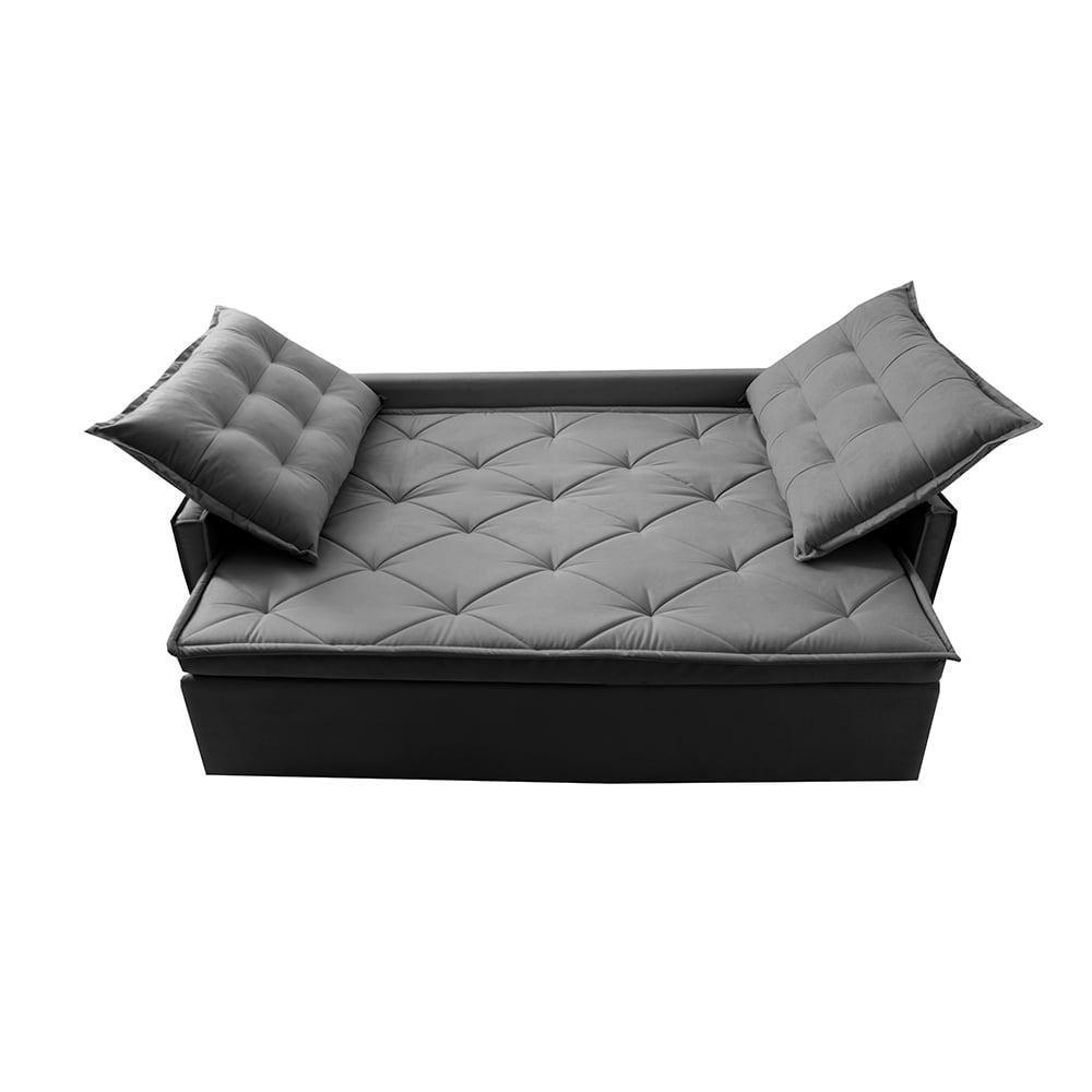 Sofá Sem Caixa Retrátil E Reclinável 1,65m Cama Inbox Studio Suede Velusoft Cinza - 4
