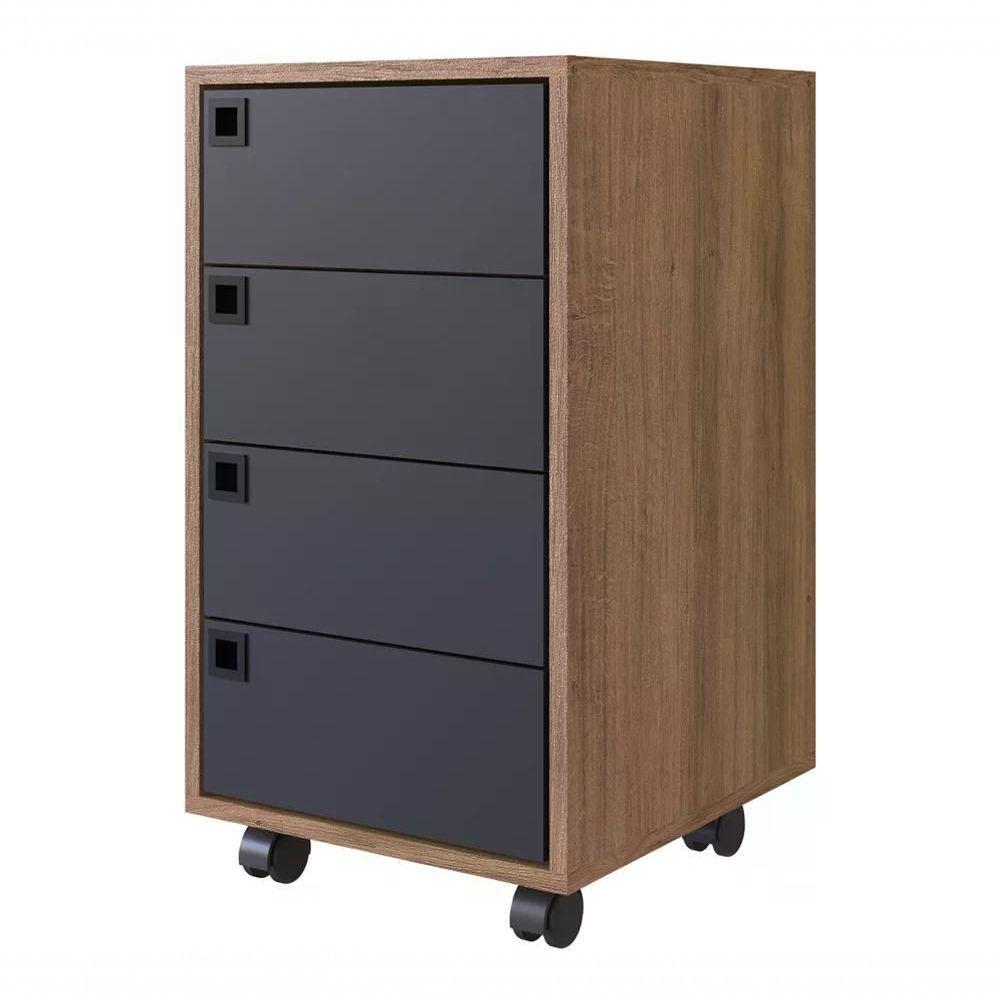 Gaveteiro Para Escritorio 4 Gavetas Of001 Grafite Mel Pp Gra - 1