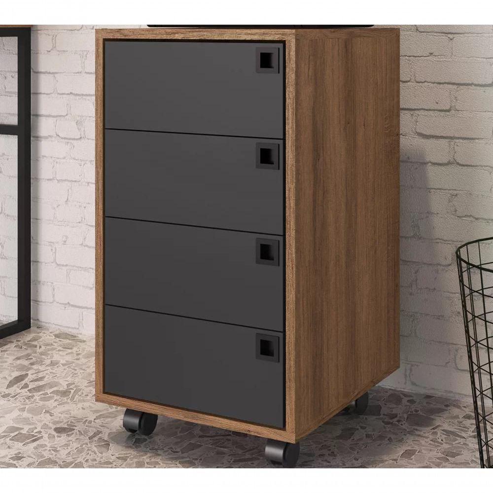 Gaveteiro Para Escritorio 4 Gavetas Of001 Grafite Mel Pp Gra - 6