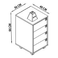 Gaveteiro Para Escritorio 4 Gavetas Of001 Grafite Mel Pp Gra - 5