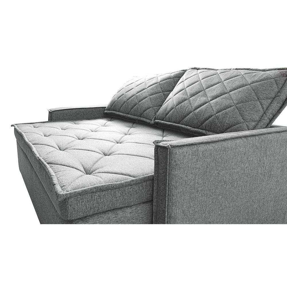Sofá Sem Caixa Retrátil E Reclinável 1,65m Cama Inbox Loft Linho Cinza Claro - 5