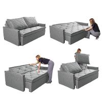 Sofá Sem Caixa Retrátil E Reclinável 1,65m Cama Inbox Loft Linho Cinza Claro - 2