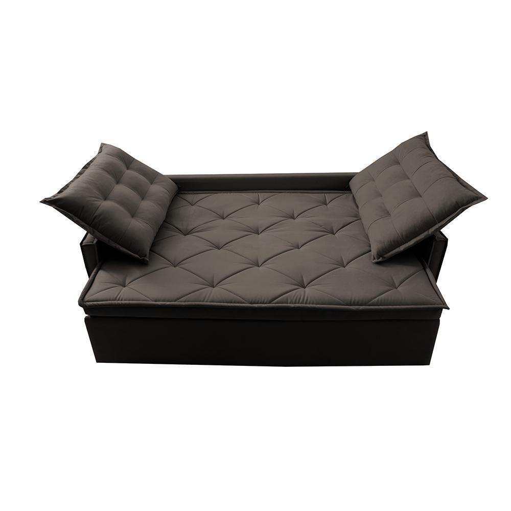 Sofá Sem Caixa Retrátil E Reclinável 1,85m Cama Inbox Studio Suede Velusoft Café - 4