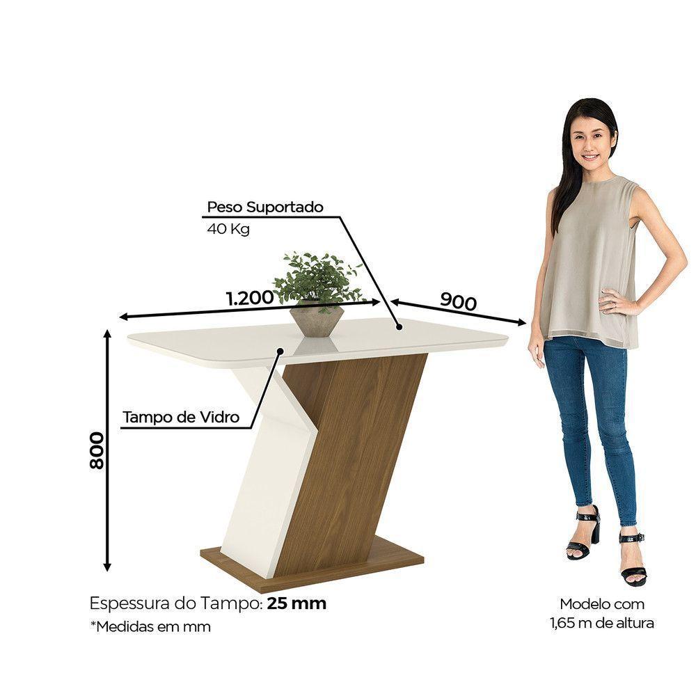 Conjunto Sala De Jantar Tampo Mdf Com Vidro 120cm 4 Cadeiras - 9