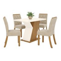 Conjunto Sala De Jantar Tampo Mdf Com Vidro 120cm 4 Cadeiras - 8
