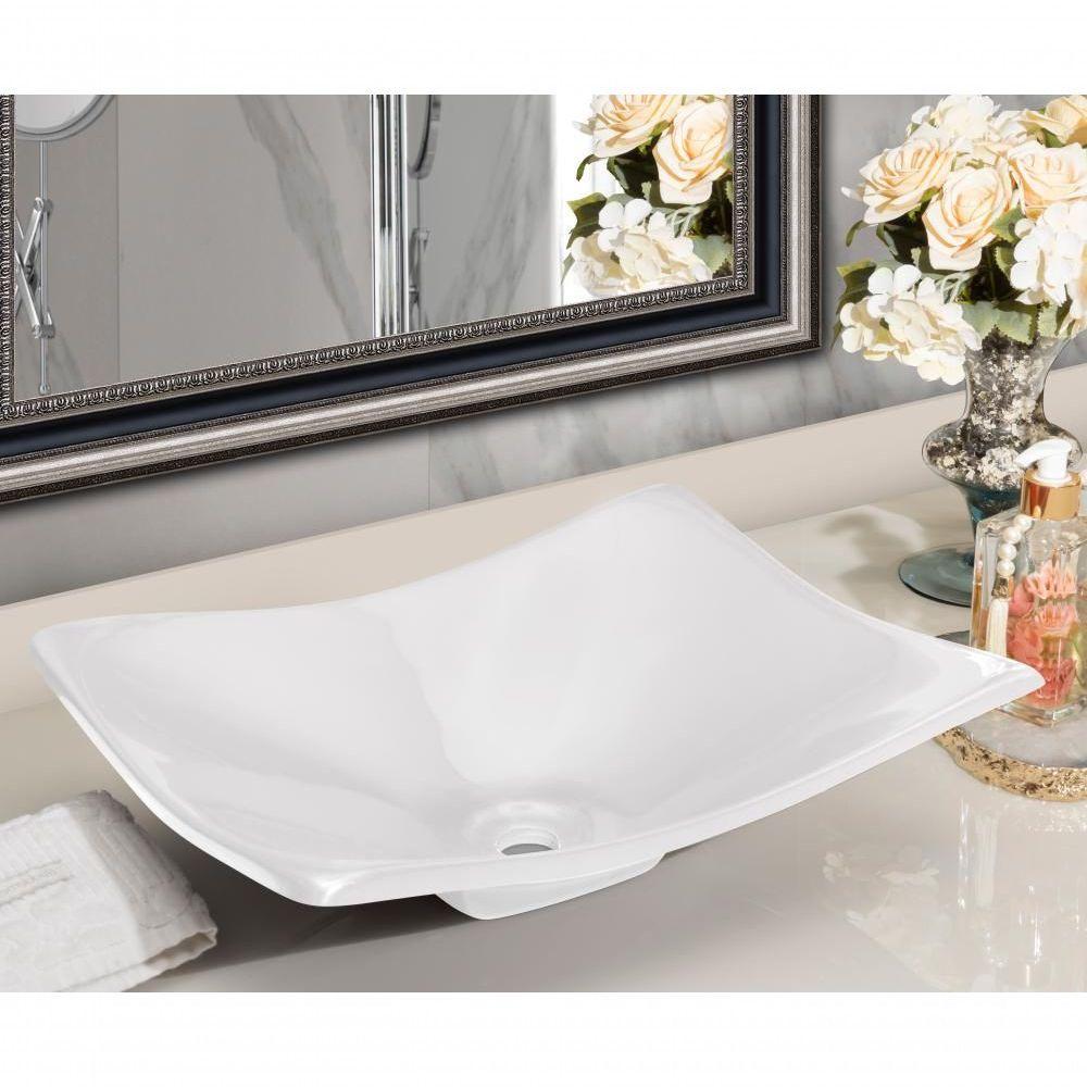 Cuba Pia Para Banheiro Retangular Côncava Branca - 4