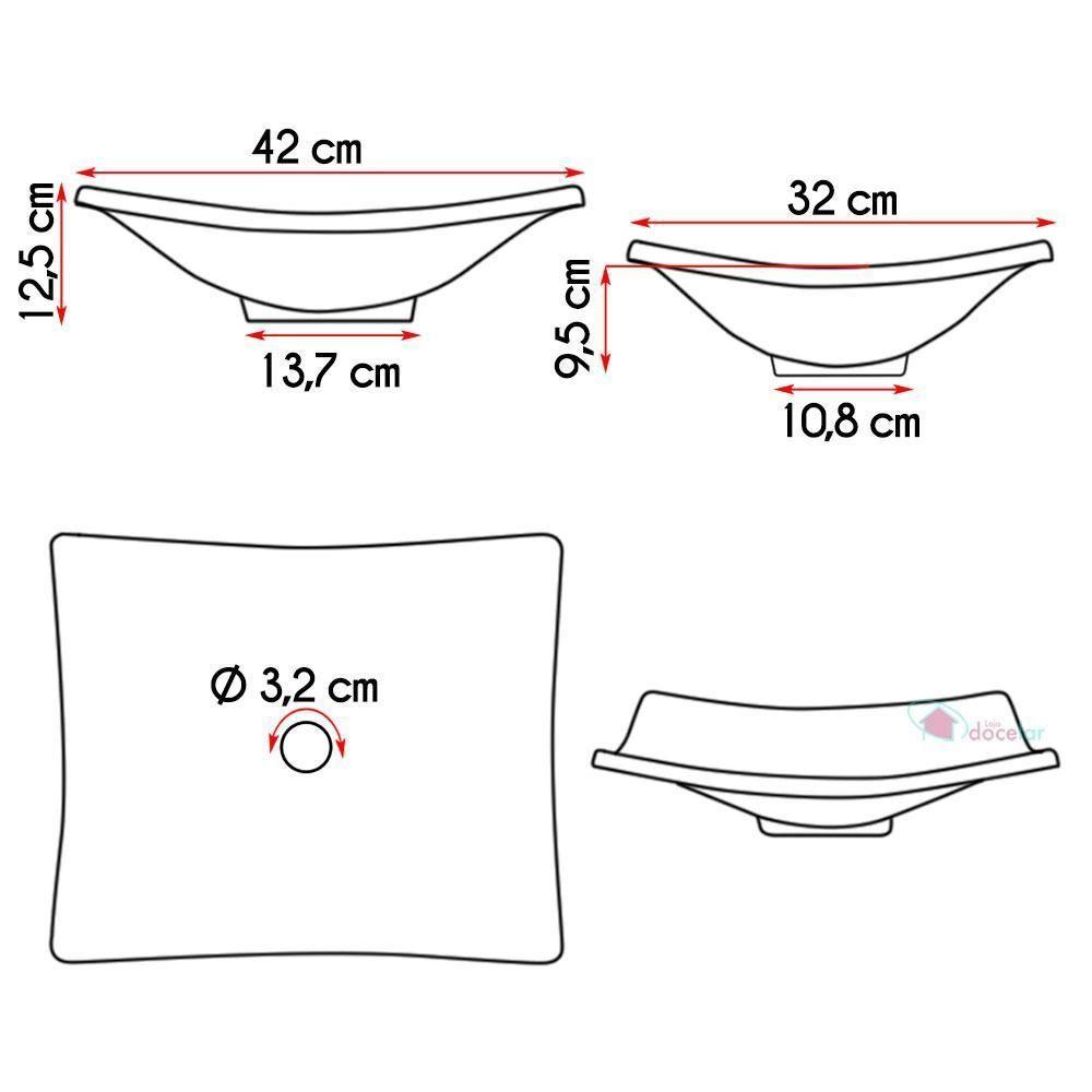 Cuba Pia Para Banheiro Retangular Côncava Branca - 5