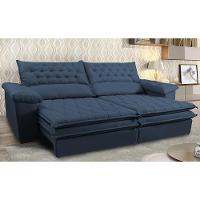 Sofá Retrátil E Reclinável Molas Ensacadas Cama Inbox Botonê 2,92m Espuma Viscoelástico Suede Azul - 1