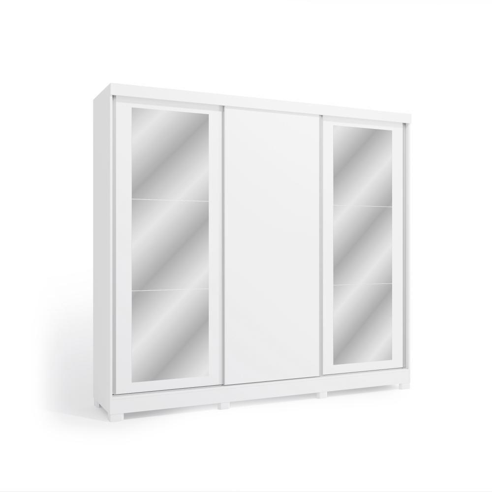 Guarda-Roupa Casal 100% Mdf Kappesberg C/Pés E 6 Espelhos 3 Portas De Correr 8 Gavetas Branco - 6