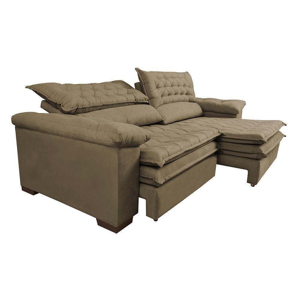 Sofá Retrátil E Reclinável Molas Ensacadas Cama Inbox Botonê 2,52m Espuma Viscoelástico Suede Castor - 1