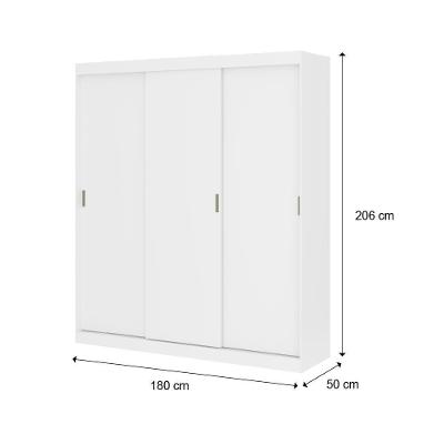 Guarda Roupa Casal West 3 Portas de Correr 4 Gavetas Branco MDP Móveis Carraro