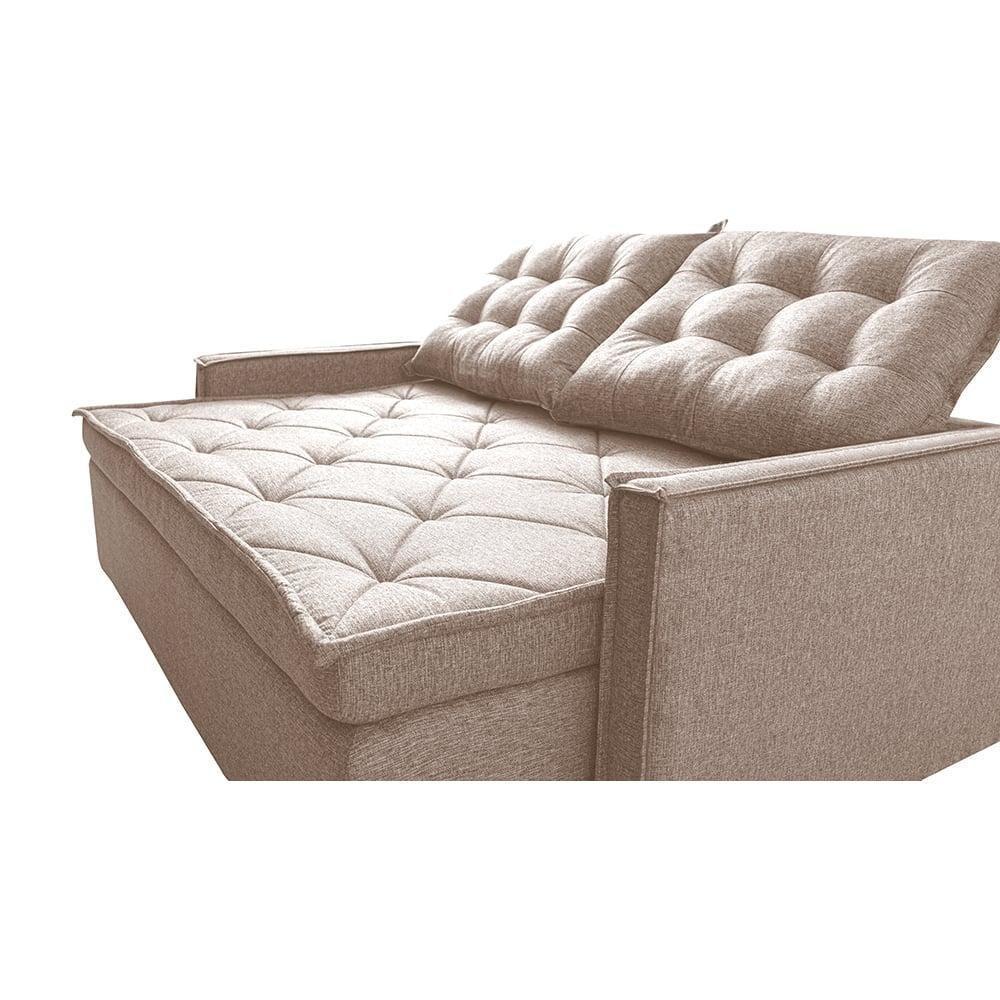 Sofá Sem Caixa Retrátil E Reclinável 1,65m Cama Inbox Flat Linho Bege Claro - 5