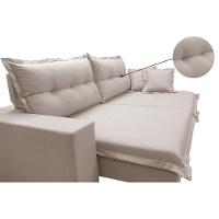 Sofá Retrátil E Reclinável Com Molas Ensacadas Cama Inbox Prime 2,72m Tecido Linho Bege Claro - 6