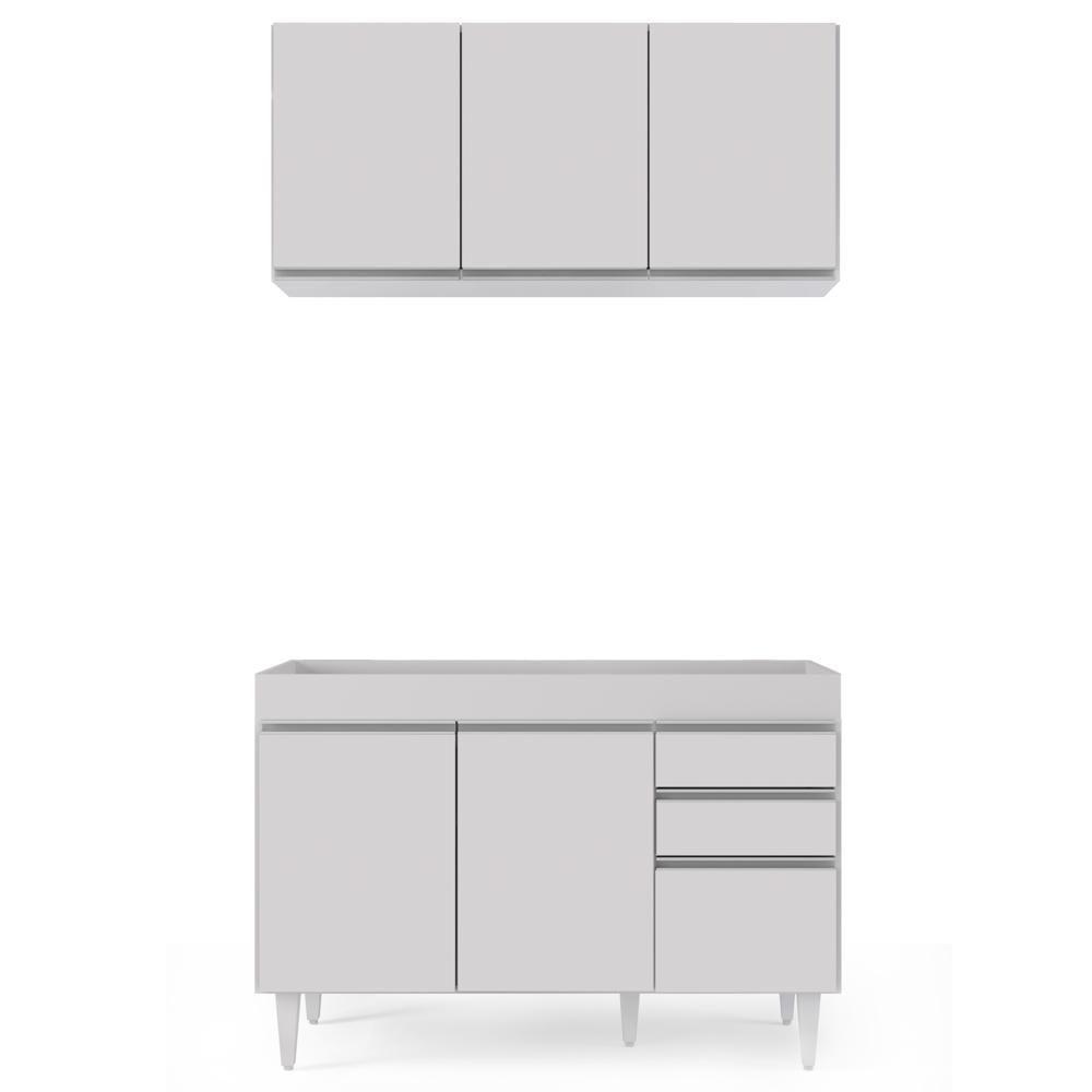 Armário Aéreo Virgínia E Balcão Para Pia 120cm Michigan Branco - Lumil - 2