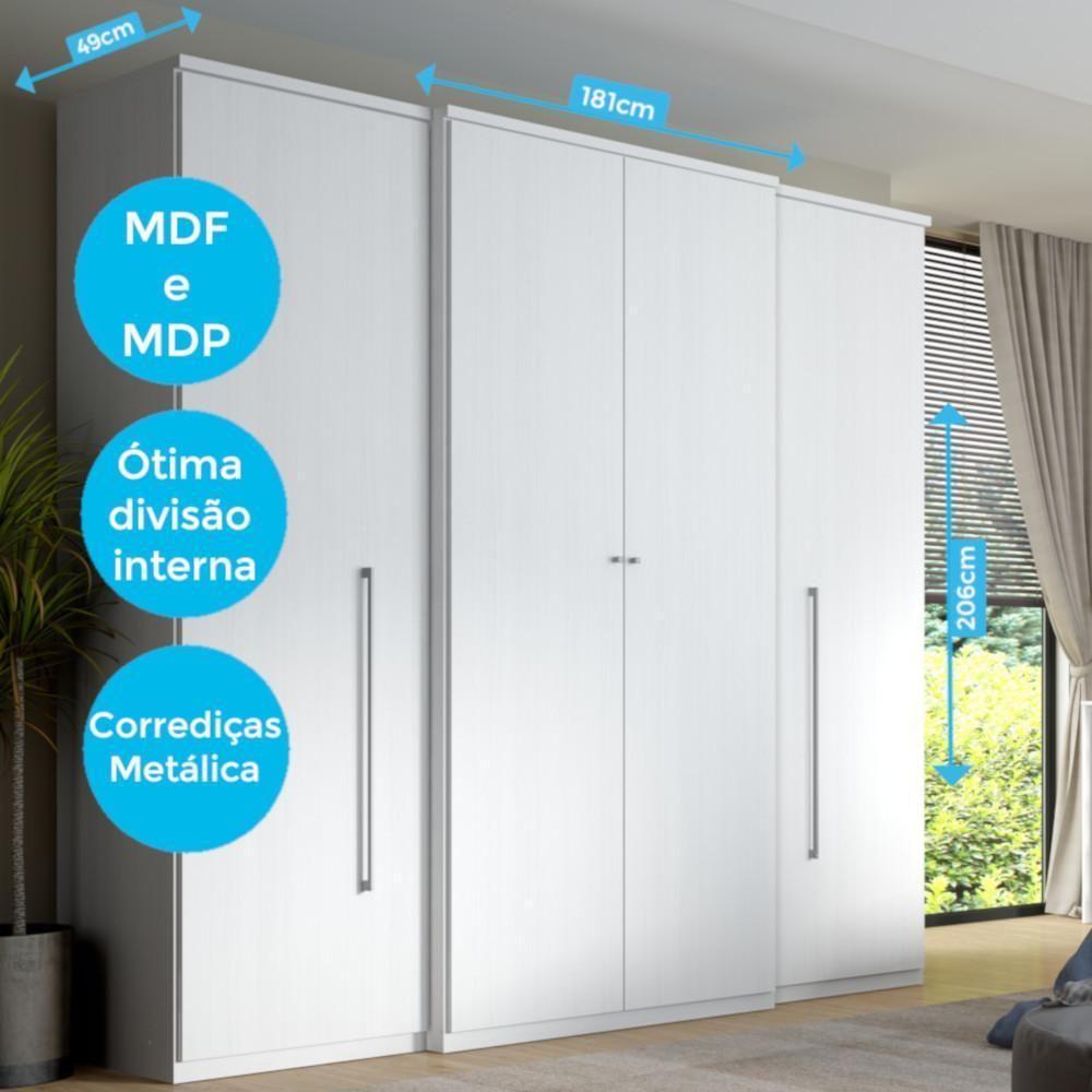 Guarda-Roupa Casal Splendore 4 Portas 2 Gavetas Branco THB - 3