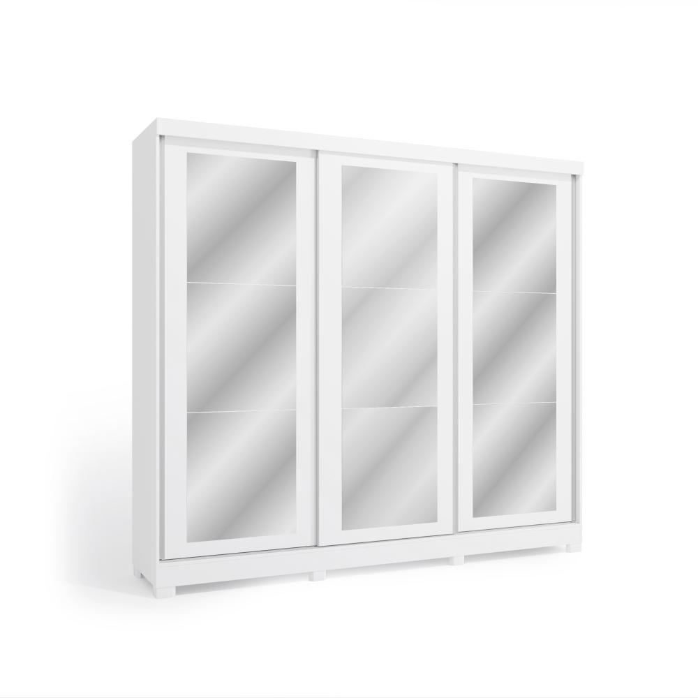 Guarda-Roupa Casal 100% Mdf Kappesberg 3 Portas De Correr Com Espelhos 8 Gavetas Branco - 7