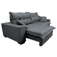 Sofá Retrátil E Reclinável Com Molas Ensacadas Cama Inbox Prime 2,72m Tecido Linho Cinza Escuro - 3