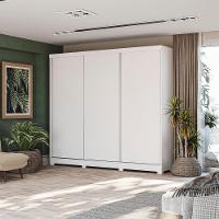 Guarda-Roupa Casal 100% Mdf Kappesberg C/Pés 3 Portas De Correr 8 Gavetas Branco - 2