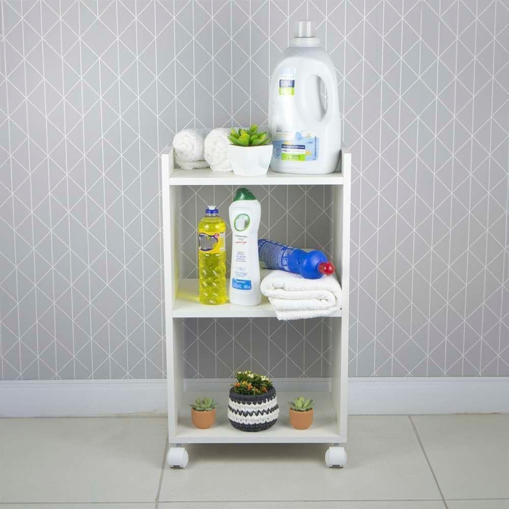 Armário Organizador Móvel Multiuso Branco Com Rodinhas 40cm - 2