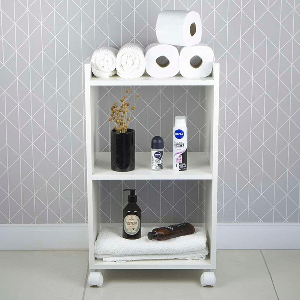 Armário Organizador Móvel Multiuso Branco Com Rodinhas 40cm - 3