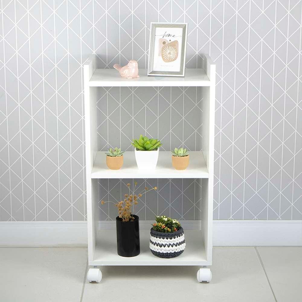 Estante Multiuso Branco Para Quarto Sala Com Rodinha 40cm - 1