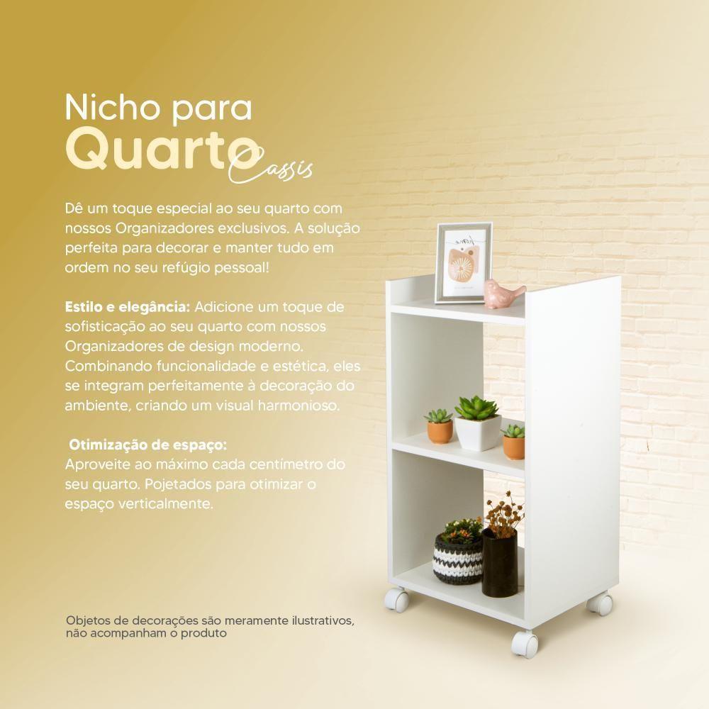 Estante Multiuso Branco Para Quarto Sala Com Rodinha 40cm - 3