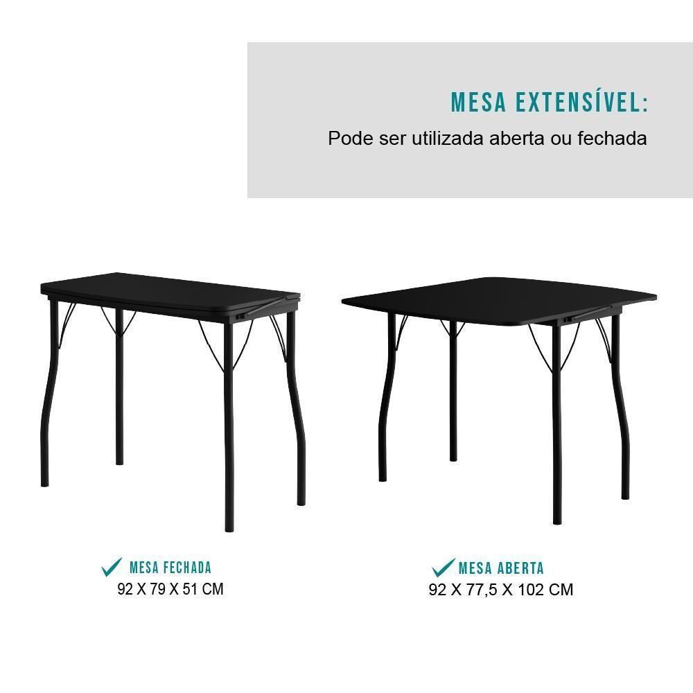 Conjunto Mesa Extensível Com 4 Banquetas Preto Carraro - 5