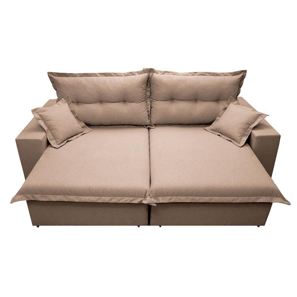 Sofá Retrátil E Reclinável Com Molas Ensacadas Cama Inbox Prime 2,92m Tecido Linho Bege Escuro - 5