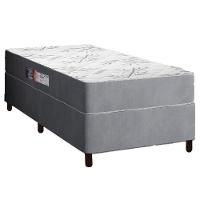 Cama Box Solteiro Colchão Espuma Egito 88x188x57cm Cinza / Branco Portobel  Cinza - 1