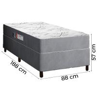 Cama Box Solteiro Colchão Espuma Egito 88x188x57cm Cinza / Branco Portobel  Cinza