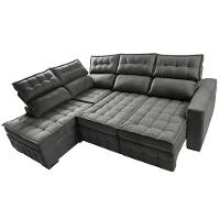 Sofá De Canto Esquerdo 2,65x2,30m Retrátil E Reclinável Com Molas Ensacadas Cama Inbox Nobre Cinza