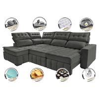 Sofá De Canto Esquerdo 2,65x2,30m Retrátil E Reclinável Com Molas Ensacadas Cama Inbox Nobre Cinza - 7