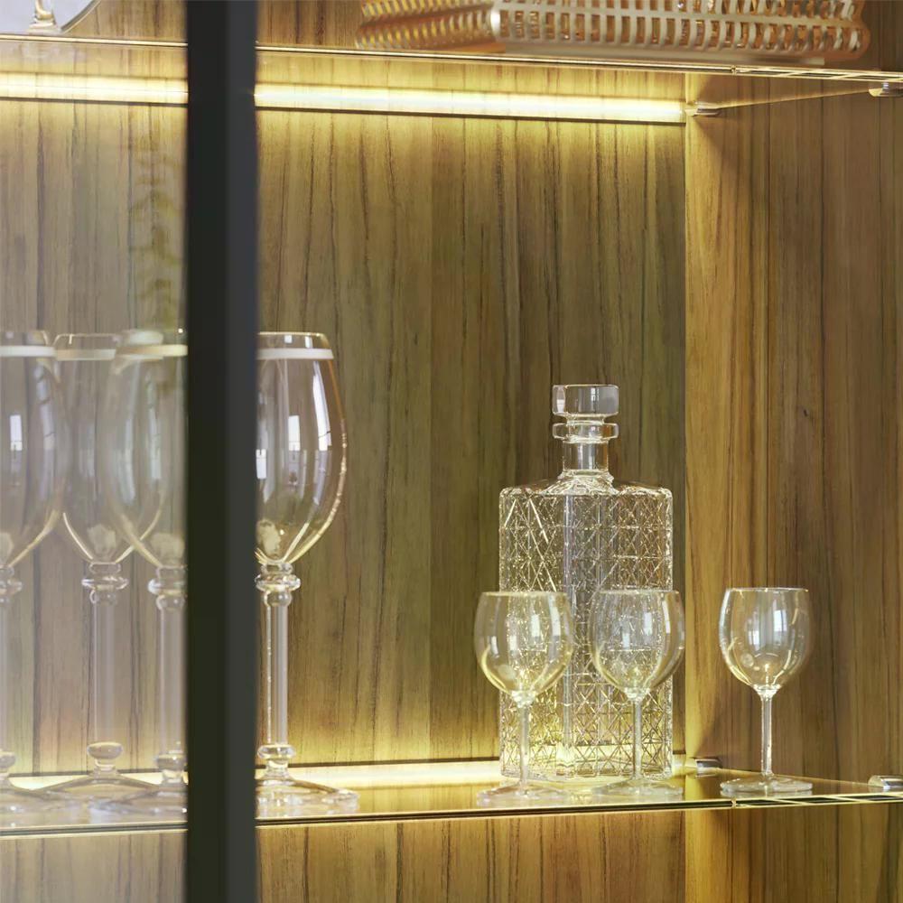 Buffet Vitoria E Cristaleira Preto Noce Milano Clb Preto Noc - 4