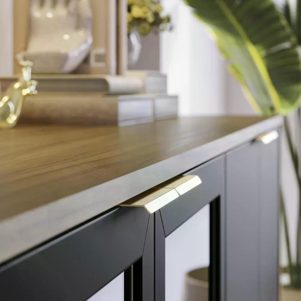 Buffet Vitoria E Cristaleira Preto Noce Milano Clb Preto Noc - 9