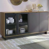 Buffet Vitoria E Cristaleira Preto Noce Milano Clb Preto Noc - 6
