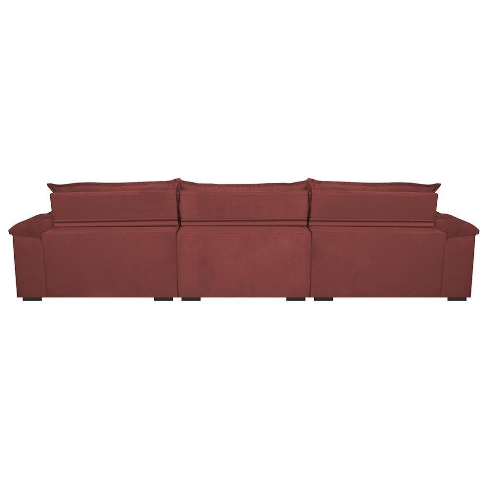 Sofá Retrátil E Reclinável 3,82m Com Molas Ensacadas Cama Inbox Aconchego Tecido Velusoft Vermelho - 4