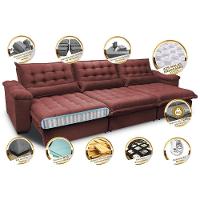 Sofá Retrátil E Reclinável 3,82m Com Molas Ensacadas Cama Inbox Aconchego Tecido Velusoft Vermelho - 7