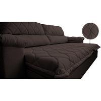 Sofá Retrátil E Reclinável 2,35m Molas Ensacadas Cama Inbox Big Home Bordado 3d Linho Marrom - 6