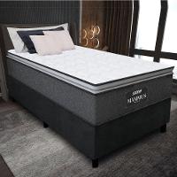 Cama Box Solteiro Colchão Molas Ensacadas 88x188x67cm Cinza / Preto Suporta Até 120kg Cinza / Branco - 2