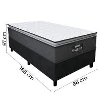 Cama Box Solteiro Colchão Molas Ensacadas 88x188x67cm Cinza / Preto Suporta Até 120kg Cinza / Branco - 3
