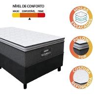 Cama Box Solteiro Colchão Molas Ensacadas 88x188x67cm Cinza / Preto Suporta Até 120kg Cinza / Branco