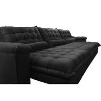Sofá Retrátil E Reclinável 4,12m Com Molas Ensacadas Cama Inbox Aconchego Tecido Velusoft Preto - 6