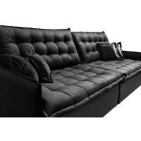 Sofá Sem Caixa Retrátil Reclinável 2,75m Cama Inbox Versátil Com Pillow Top E Molas Velusoft Preto - 1