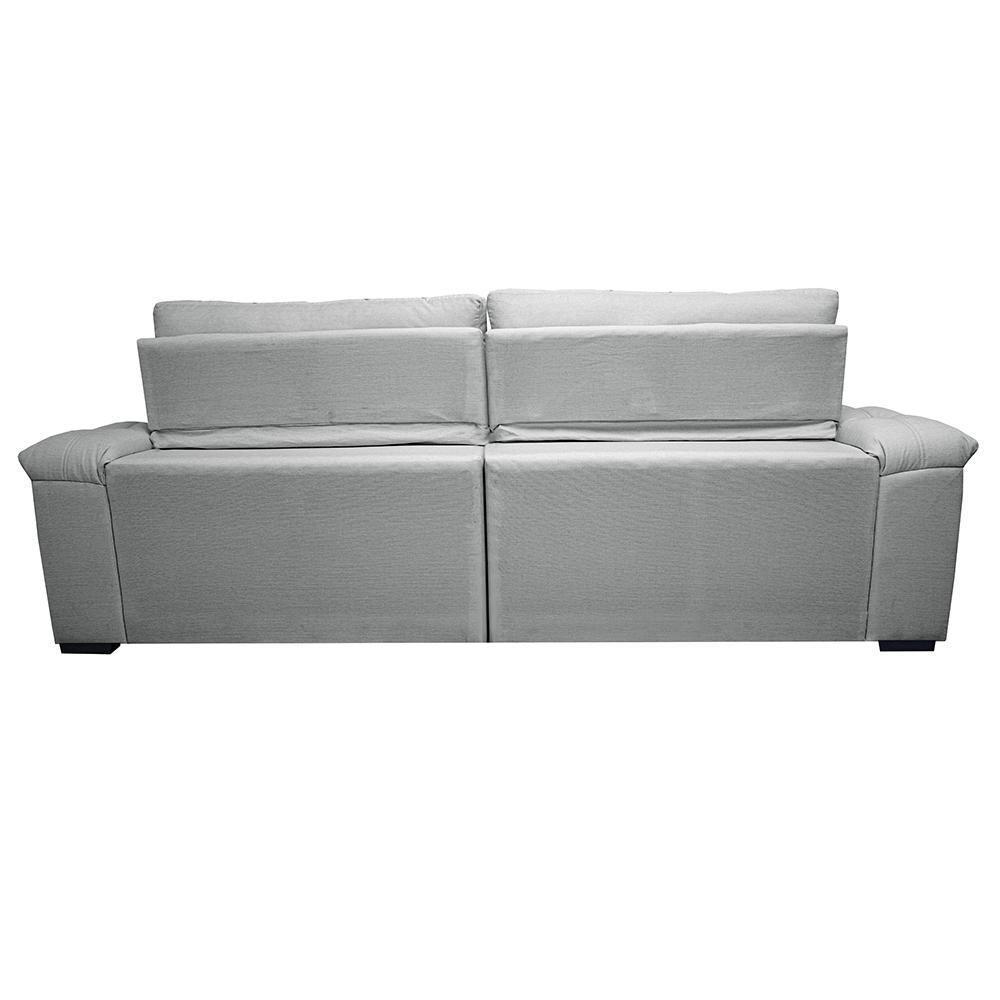 Sofá Retrátil E Reclinável 2,55m Molas Ensacadas Cama Inbox Big Home Bordado 3d Linho Cinza Claro - 4