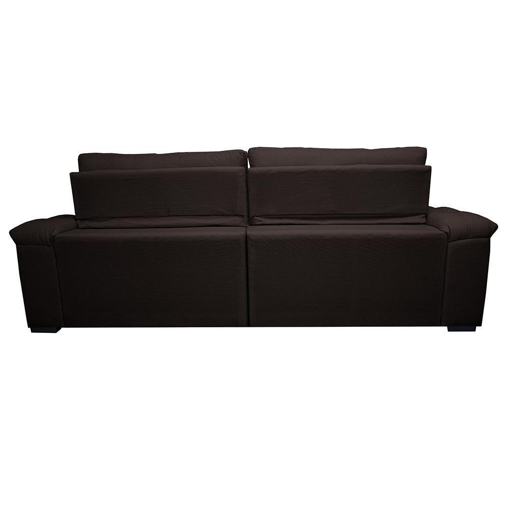 Sofá Retrátil E Reclinável 2,15m Molas Ensacadas Cama Inbox Big Home Bordado 3d Linho Marrom - 4