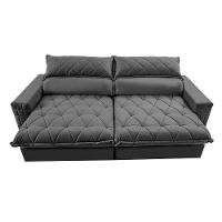 Sofá Retrátil E Reclinável 2,35m Molas Ensacadas Cama Inbox Elegance Com Thermogel Velusoft Cinza - 5